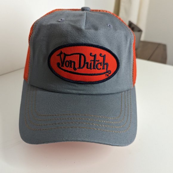 Von Dutch Classic Trucker Hat - NWT - Burnt Orange and Grey - Picture 3 of 12